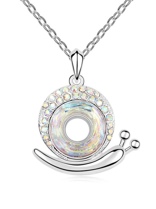 white Fashion austrian Crystals Little Snail Pendant Alloy Necklace