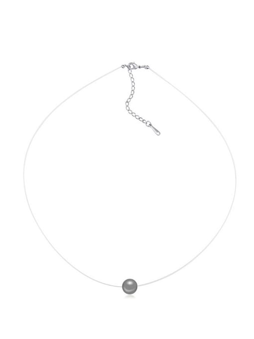 QIANZI Simple Single Imitation Pearl Alloy Necklace 2