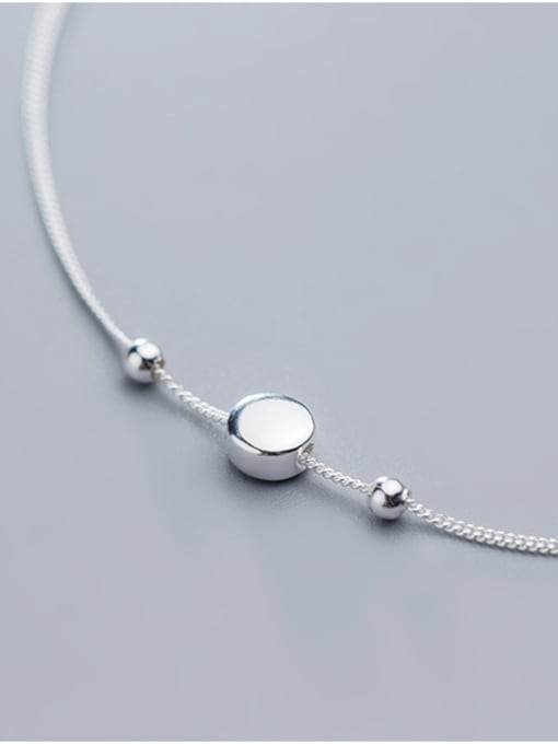Rosh 925 Sterling Silver With Platinum Plated Simplistic Round Anklets 1