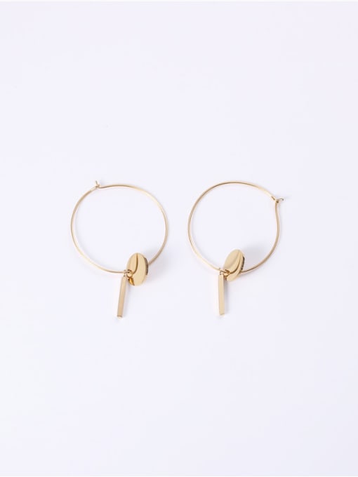 GROSE Titanium With Gold Plated Simplistic Round  Pendant  Hoop Earrings 4