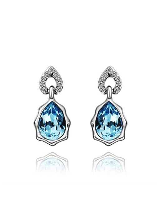 OUXI Fashion Crystal Water Drop Stud Earrings 2