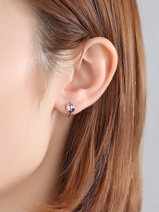 BLING SU Copper With Platinum Plated Casual Ball Stud Earrings 1