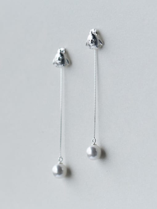Rosh All-match Frosted Chick Shaped Artificial Pearl Drop Earrings 0