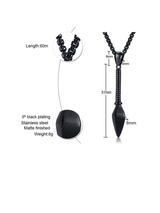 CONG Stainless Steel With Smooth  Simplistic Irregular Spearhead Pendant Necklace 1