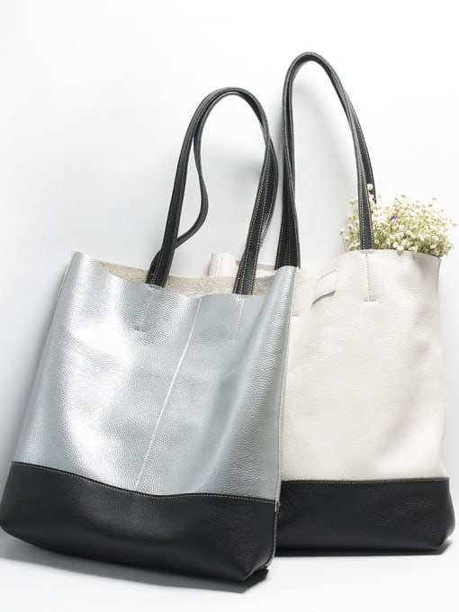 RUI Fashion contrast color leather tote bag 1