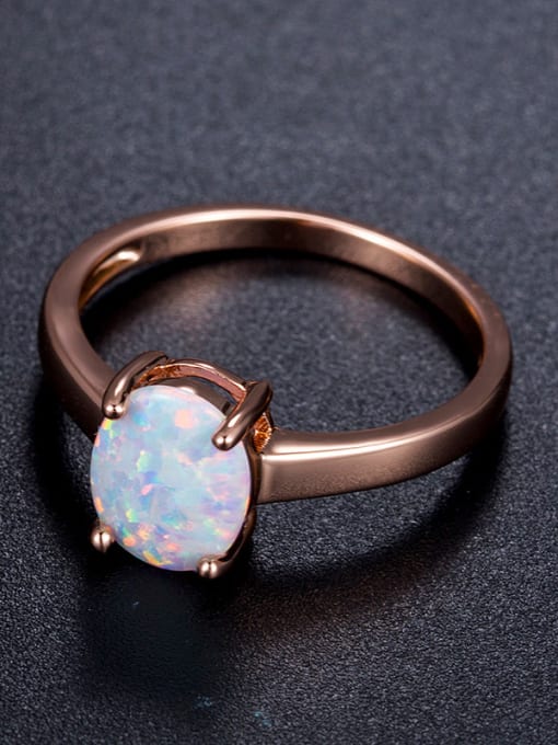 UNIENO Oval Blue Stones Rose Gold Plated Ring 1
