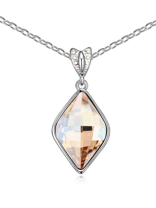 QIANZI Simple Rhombus austrian Crystal Pendant Alloy Necklace 3