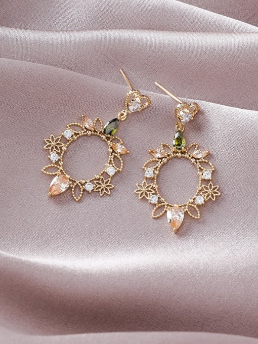 Girlhood Alloy With Gold Plated Fashion Hollow  Flower Drop Earrings 0