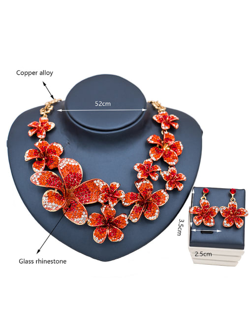 Lan Fu Flower Glass Rhinestones Two Pieces Jewelry Set 3
