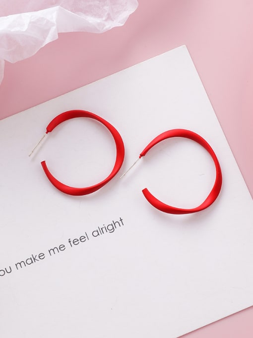 A red Alloy With Gold Plated Simplistic Geometric Hoop Earrings