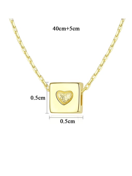 CCUI 925 Sterling Silver With Glossy Simplistic Square heart Necklaces 3