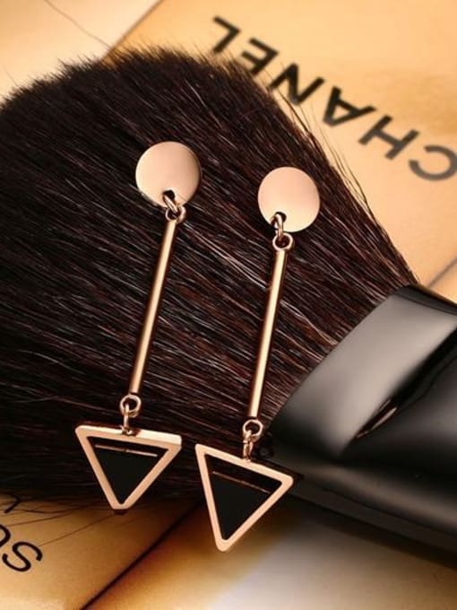 CONG Elegant Rose Gold Plated Triangle Shaped Glue Drop Earrings 2