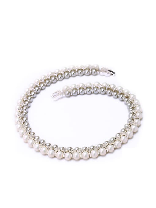KM Simple Double Layer Artificial Pearl Short Alloy Necklace 1