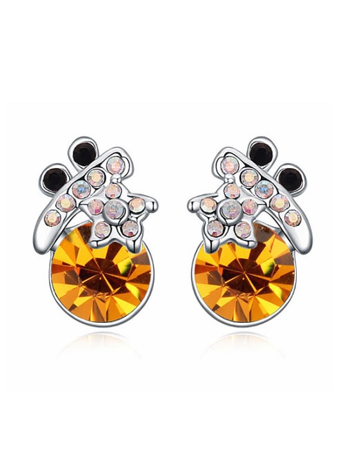yellow Personaliezd Cubic austrian Crystals Alloy Stud Earrings