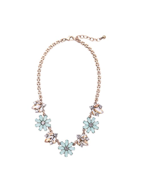 KM Sweet Flowers Rhinestones Alloy Necklace 0