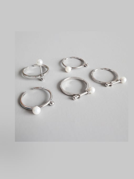 DAKA Sterling Silver match pearl free-size  ring 0
