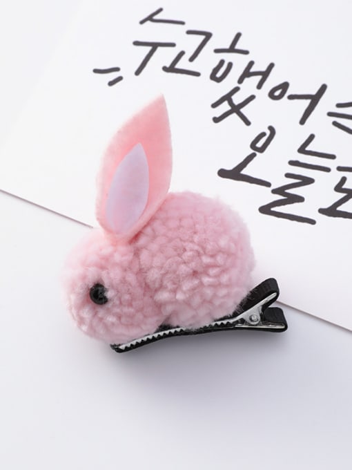 A Pink (hairpin) Children's Plush ornaments With Cartoon Plush three-dimensional rabbit Hair Ropes