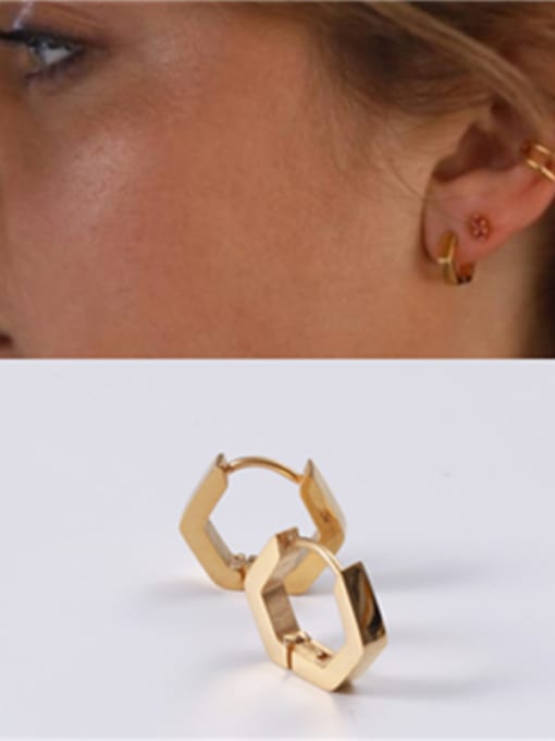 GROSE Titanium With Gold Plated Simplistic Smooth  Geometric Clip On Earrings 0