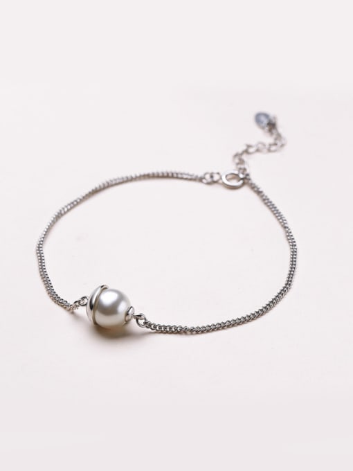 White Charming Shell Pearl Silver Bracelet