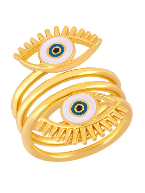 CC Copper With  Enamel Trendy Evil Eye Free size Rings 0