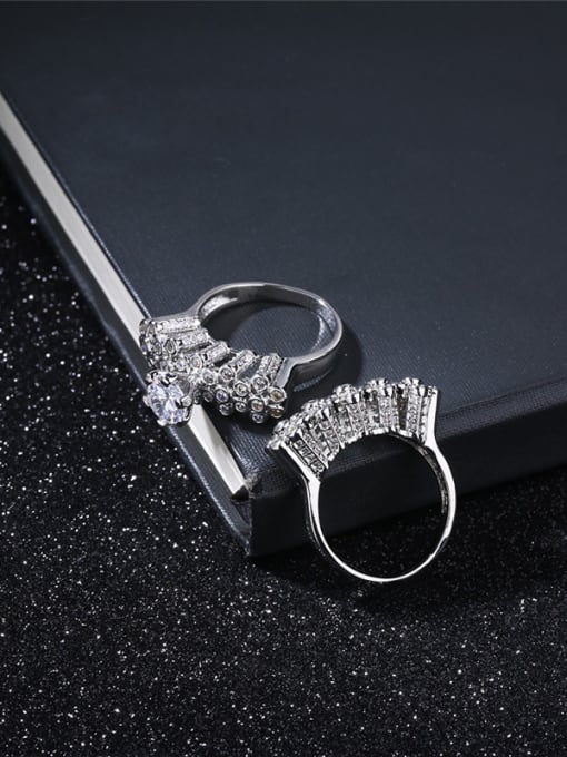 Platinum Fashion Nail Shaped White Gold Plated Copper Ring Set