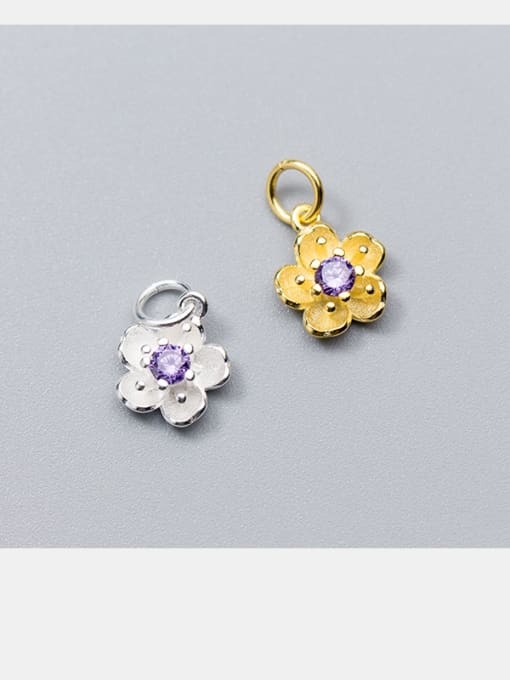 FAN 925 Sterling Silver With Silver Plated Five petals Charms 0