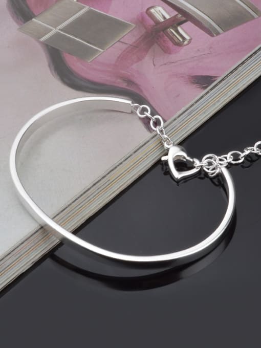 Ya Heng Simple Heart shaped Copper Silver Plated Bracelet 2