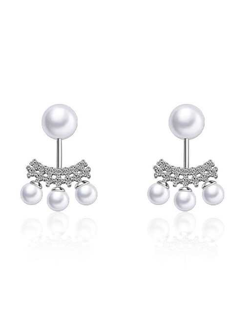AI Fei Er Personalized Imitation Pearls Cubic Zirconias Copper Stud Earrings 0