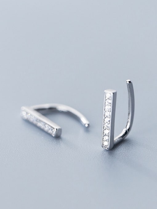 Rosh 925 Sterling Silver With Silver Plated Simplistic Geometric Hook Earrings