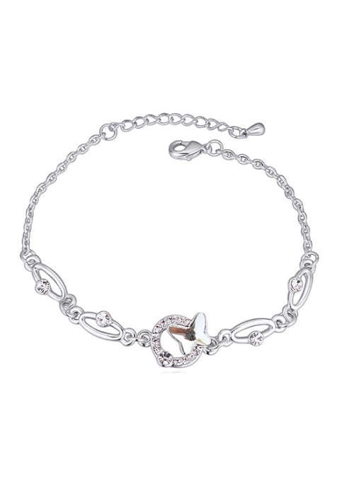 White Simple Butterfly austrian Crystals Platinum Plated Bracelet