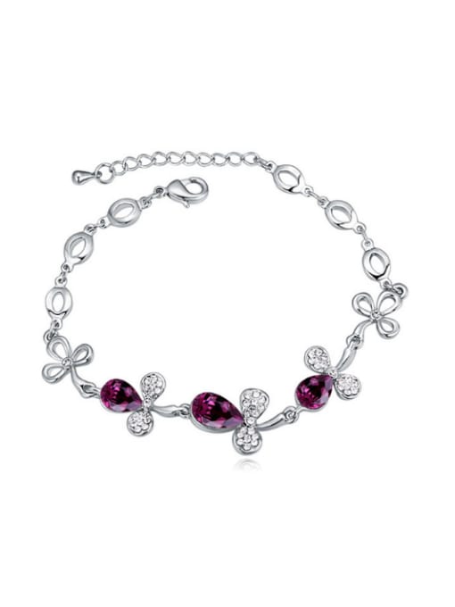 Purple Fashion austrian Crystals Flowers Alloy Bracelet