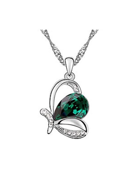 Green Chanz using austrian Elements Crystal Necklace female Butterfly Crystal Pendant and trend