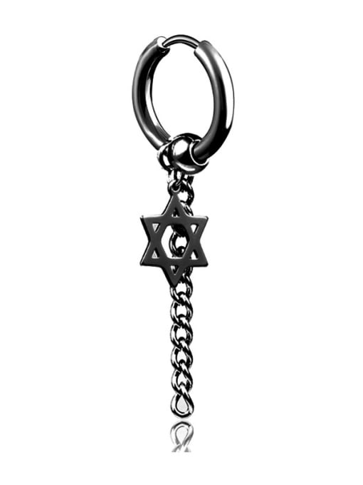 Ear Button Black Stainless Steel With Black Gun Plated Fashion Star of david  Earrings