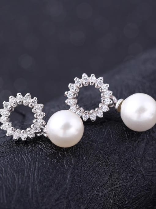 kwan Winter Accessories Shell Pearls Zircons Drop Earrings 1