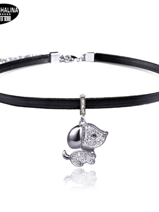 X195 cute puppy Stainless Steel With Fashion Animal Necklaces