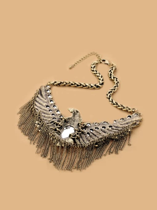 KM Retro Exaggerate Bird Tassel Alloy Necklace 2