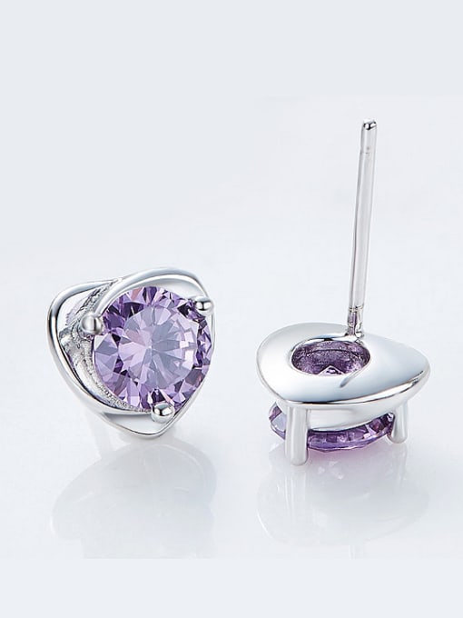 CEIDAI Tiny Purple Zircon Heart-shaped Stud Earrings 2