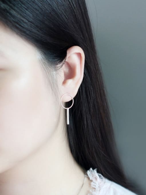 Peng Yuan Simple Hollow Round Silver Earrings 1