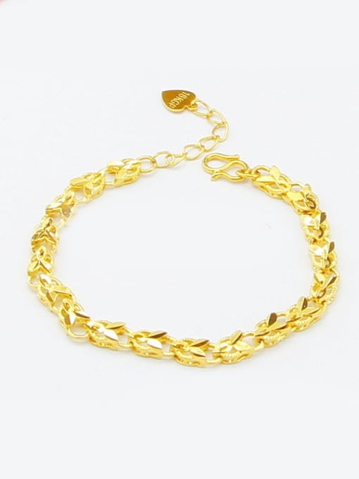 golden High Quality 24K Gold Plated Heart Bracelet