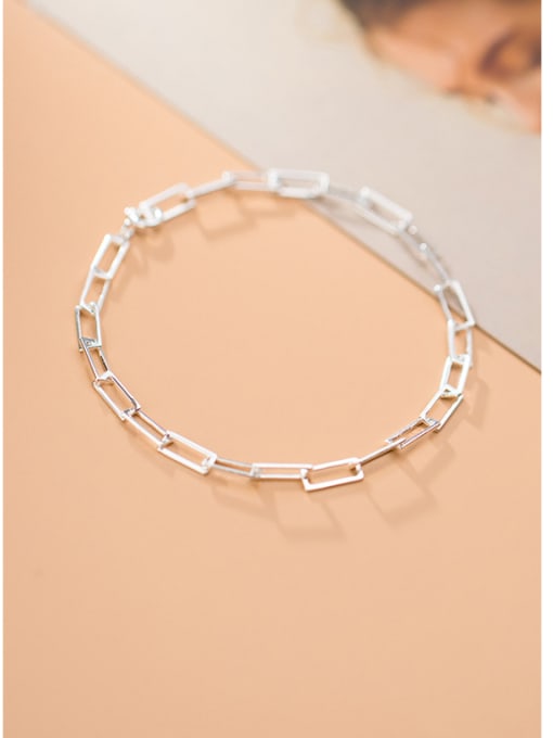 Rosh 925 Sterling Silver With Platinum Plated Simplistic Hollow  Geometric Bracelets