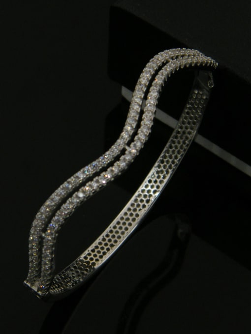 white Double Lines Copper Bracelet