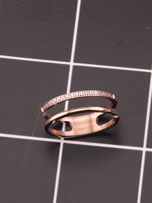GROSE Double Lines Zircons Fashion Ring 2