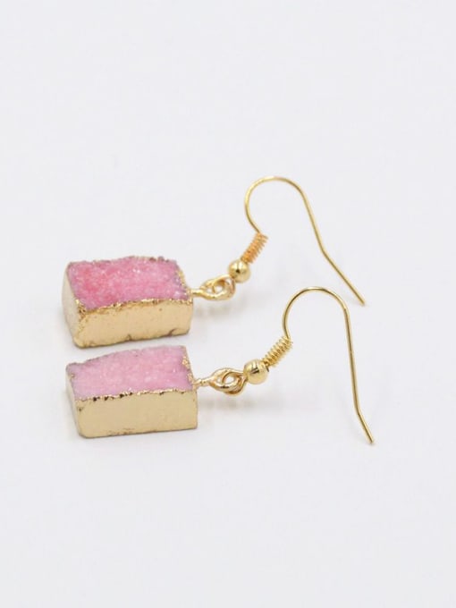 Tess Fashion Rectangular Natural Pink Crystal Earrings 1