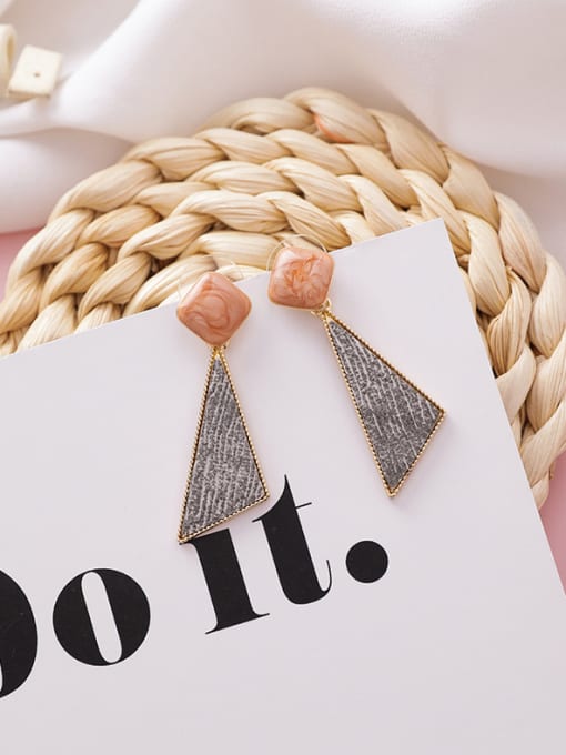 D grey Alloy With Rose Gold Plated Simplistic Geometric  Texture Drop Earrings