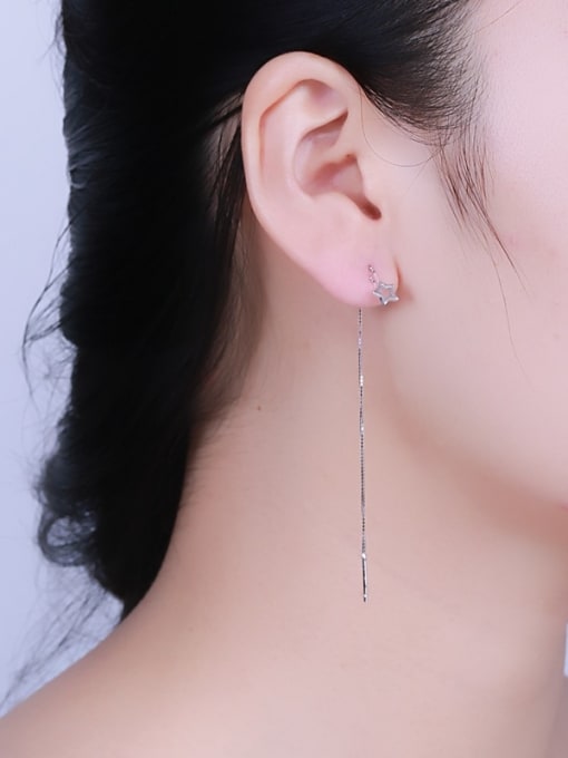 One Silver Elegant Silver Asymetric Line Earrings 1