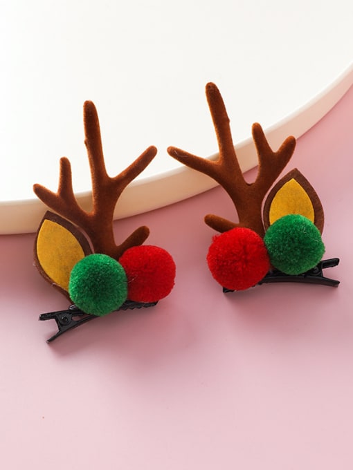 B Brown (wool ball) Alloy With Platinum Plated Cute Elk Pine Fruit Ball Barrettes & Clips