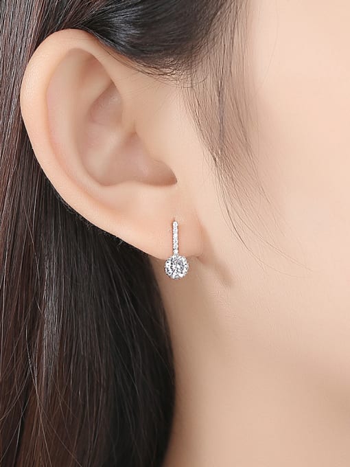 CCUI 925 Sterling Silver With  Cubic Zirconia  Cute Round Stud Earrings 1