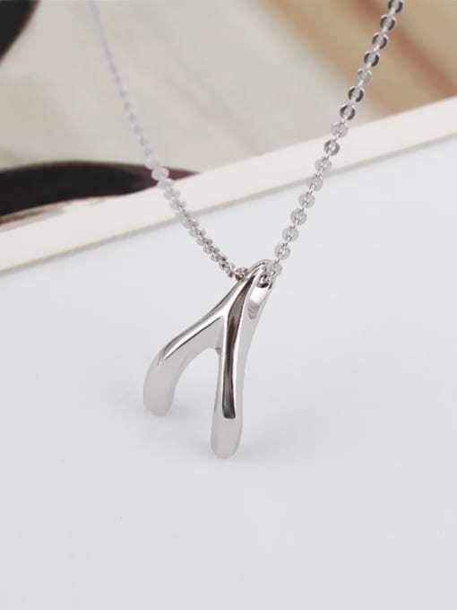 OUXI Simple Crotch Pendant Silver Necklace 2