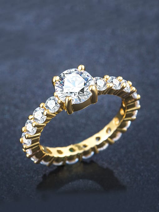 UNIENO Fashion Shiny Zircon Gold Plated Ring 2