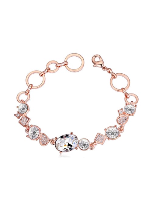 QIANZI Fashion Shiny austrian Crystals Rose Gold Plated Bracelet 3